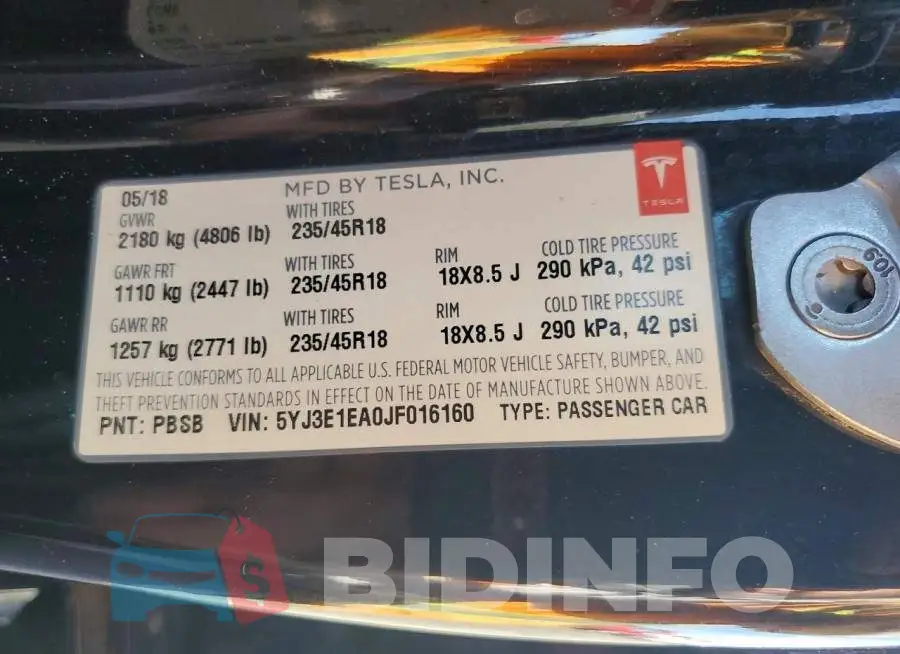 5YJ3E1EA0JF016160 Photo# 12