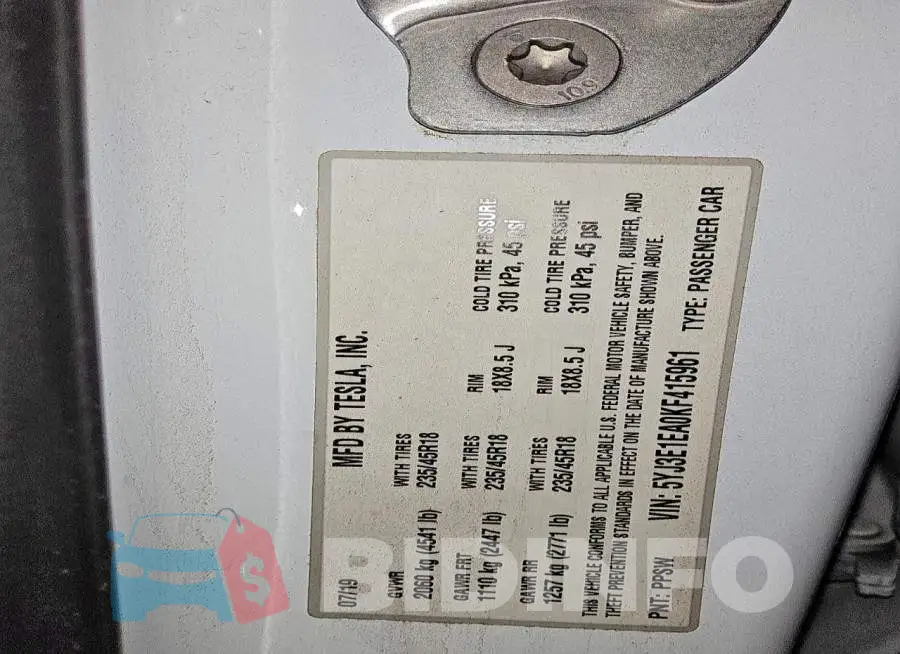 5YJ3E1EA0KF415961 Photo# 12
