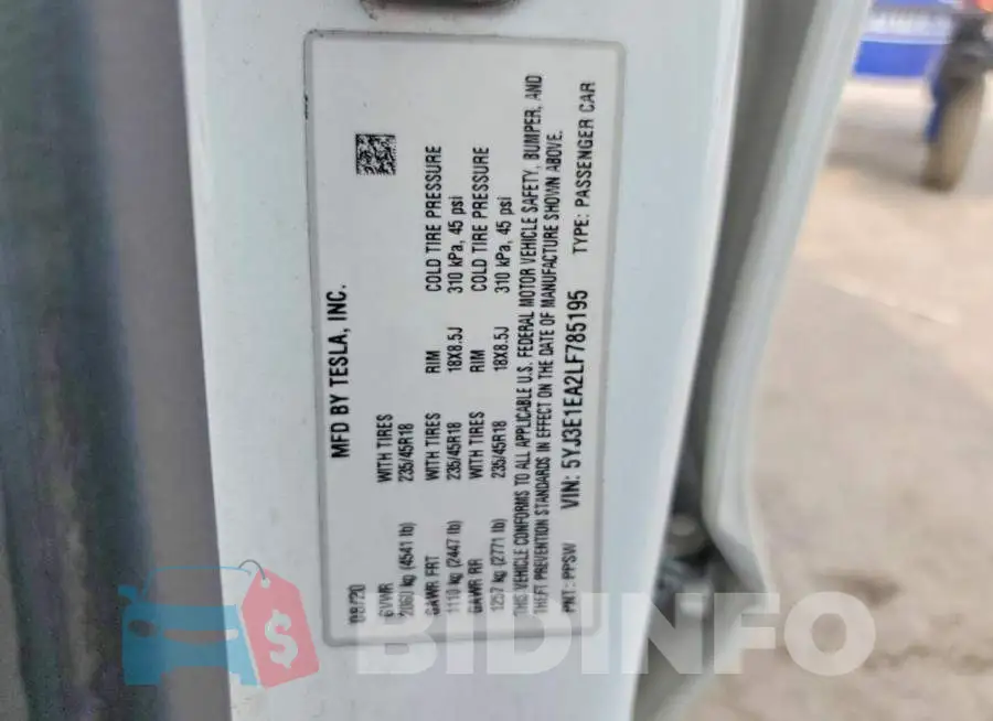 5YJ3E1EA2LF785195 Photo# 12