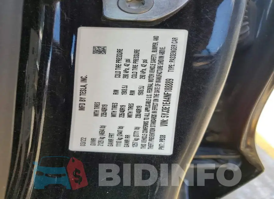 5YJ3E1EA4NF188889 Photo# 12