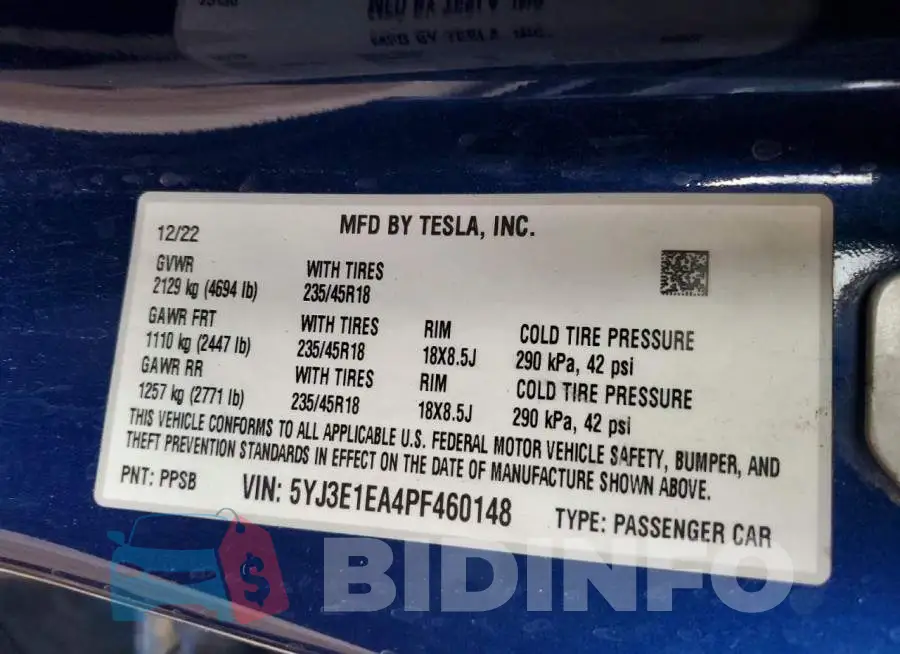 5YJ3E1EA4PF460148 Photo# 12
