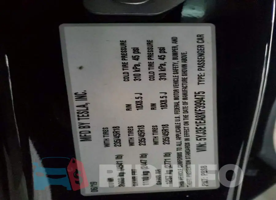 5YJ3E1EA8KF399475 Photo# 12