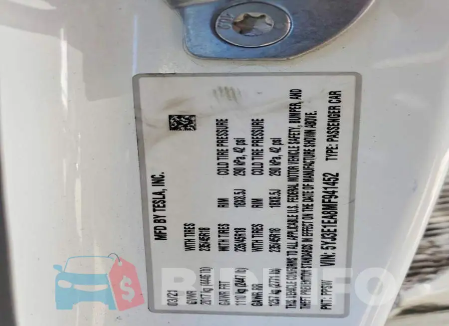 5YJ3E1EA8MF941452 Photo# 13