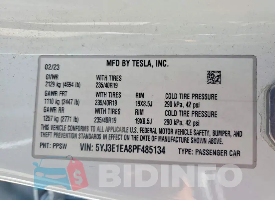 5YJ3E1EA8PF485134 Photo# 12
