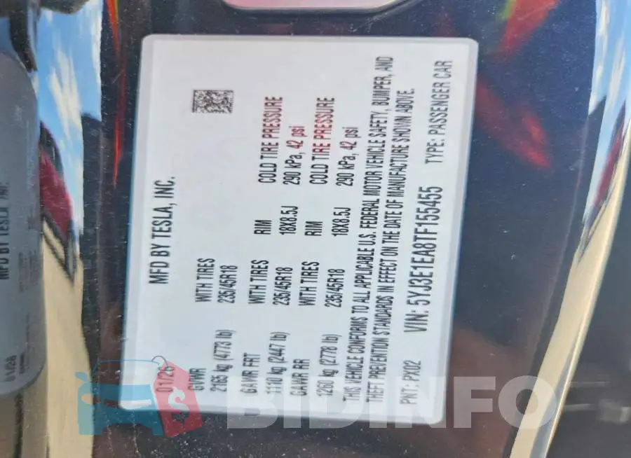 5YJ3E1EA8TF155455 Photo# 13