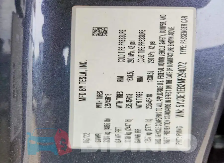 5YJ3E1EB2NF294072 Photo# 13