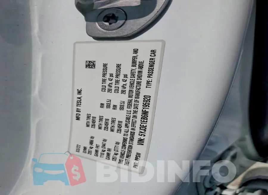 5YJ3E1EB6NF195920 Photo# 12