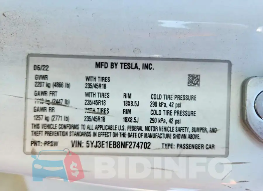 5YJ3E1EB8NF274702 Photo# 13