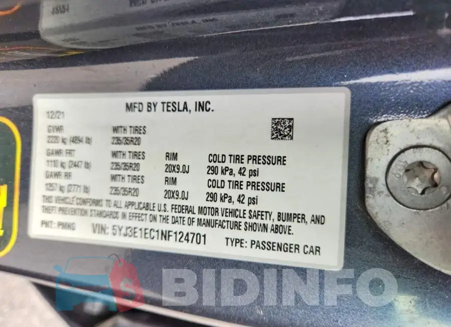 5YJ3E1EC1NF124701 Photo# 12