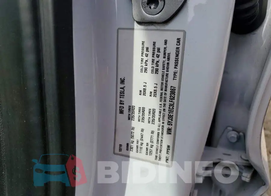 5YJ3E1EC3LF623867 Photo# 12
