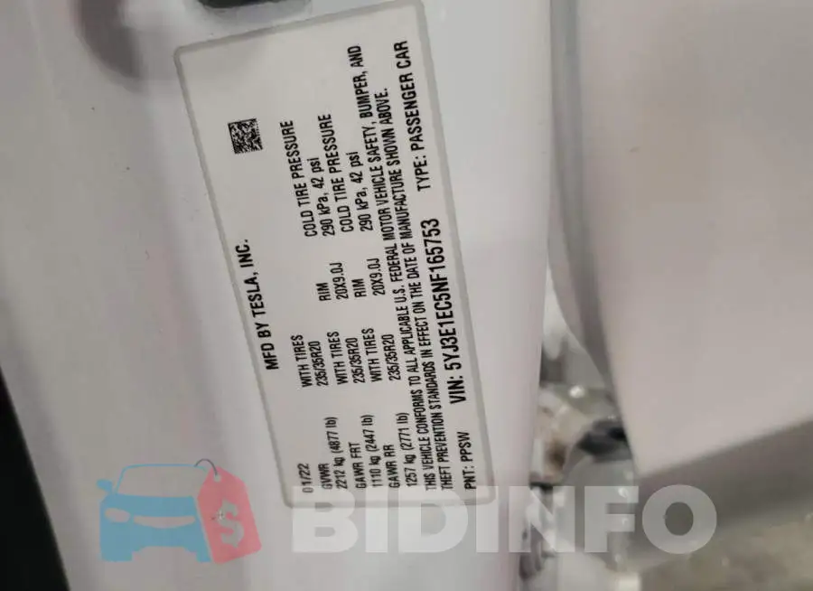 5YJ3E1EC5NF165753 Photo# 12