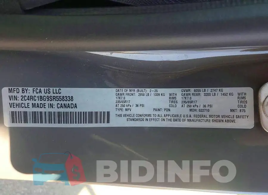 2C4RC1BG9SR558338 Photo# 14