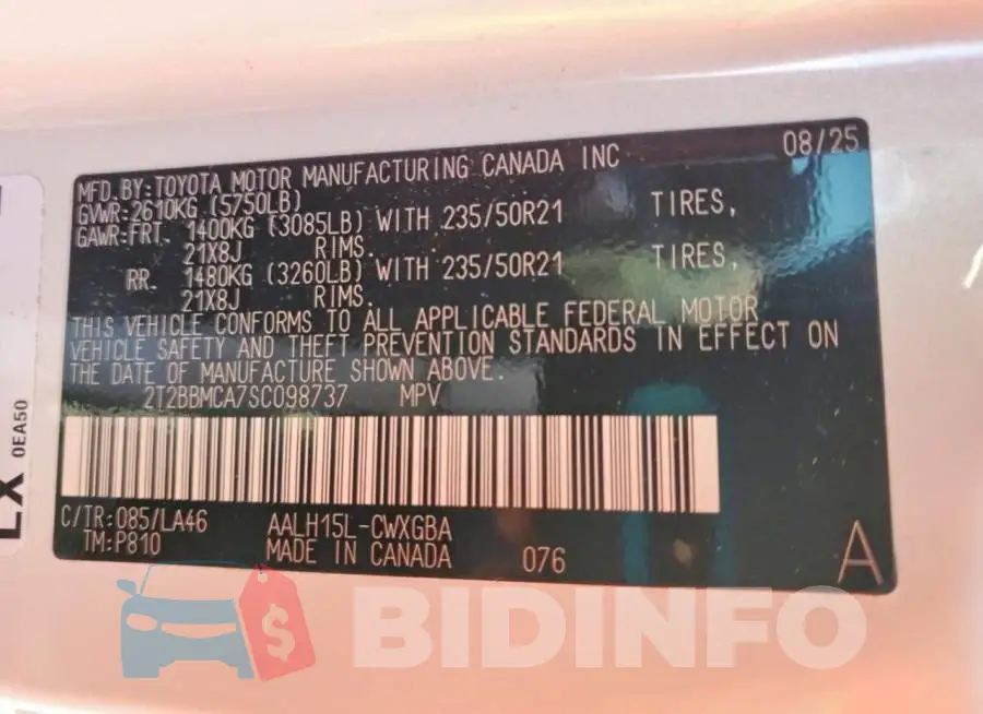 2T2BBMCA7SC098737 Photo# 12