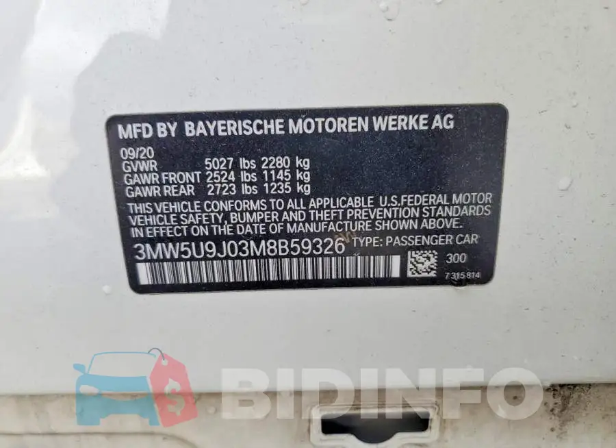 3MW5U9J03M8B59326 Photo# 13