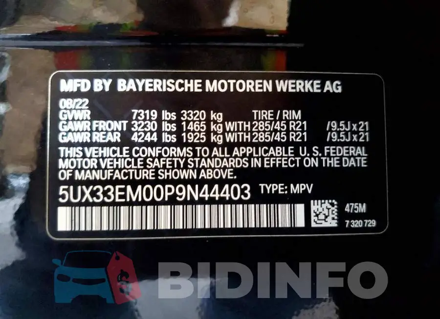 5UX33EM00P9N44403 Photo# 14