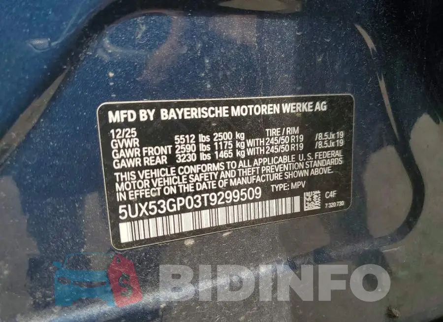 5UX53GP03T9299509 Photo# 13