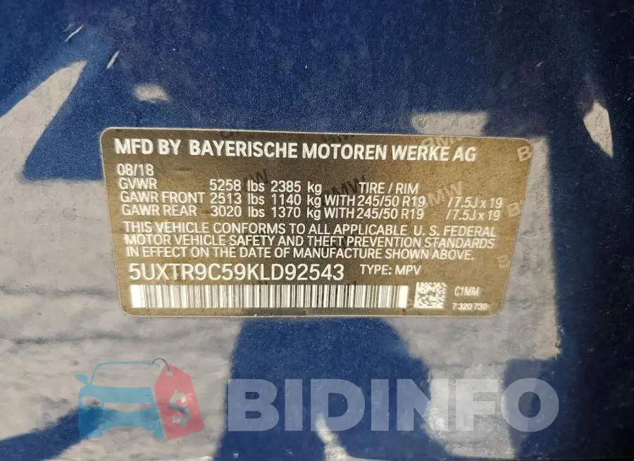 5UXTR9C59KLD92543 Photo# 13