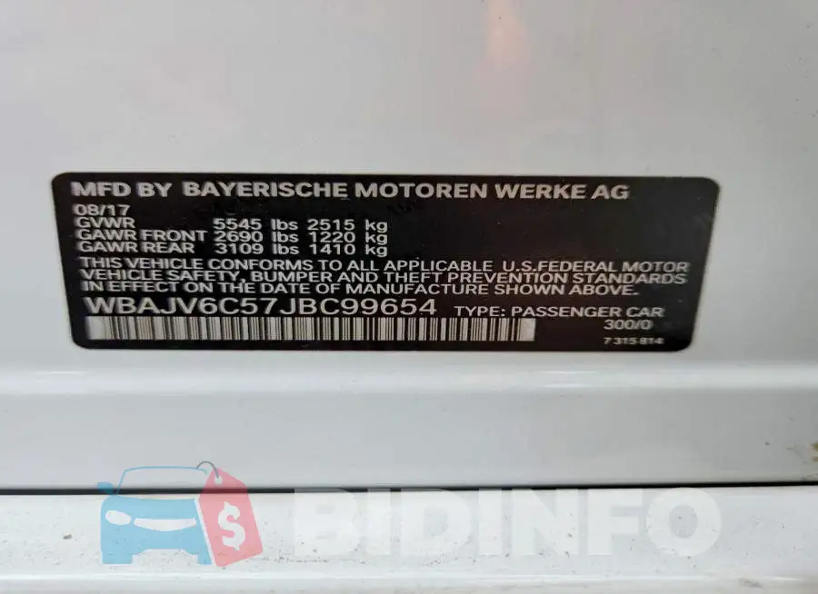 WBAJV6C57JBC99654 Photo# 13