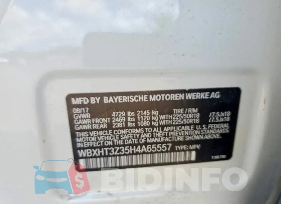 WBXHT3Z35H4A65557 Photo# 13