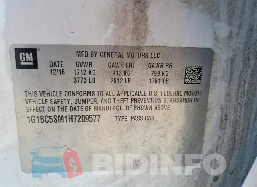 1G1BC5SM1H7209577 Photo# 12