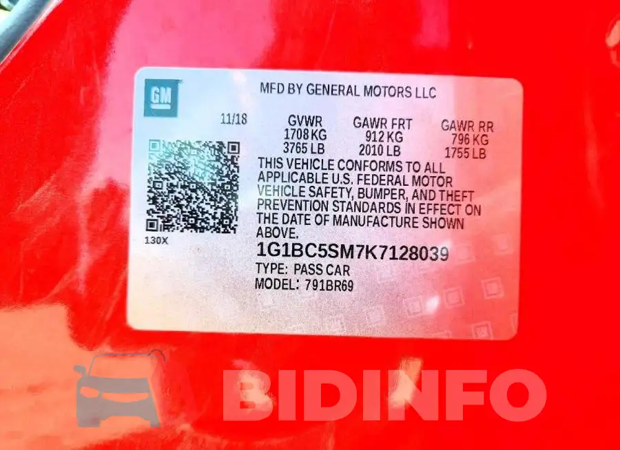1G1BC5SM7K7128039 Photo# 13