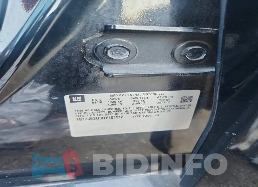 1G1ZJ5SU3HF101312 Photo# 12