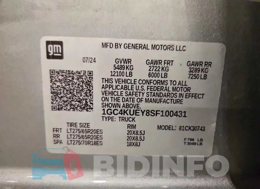 1GC4KUEY8SF100431 Photo# 12