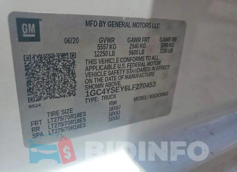 1GC4YSEY6LF270453 Photo# 12