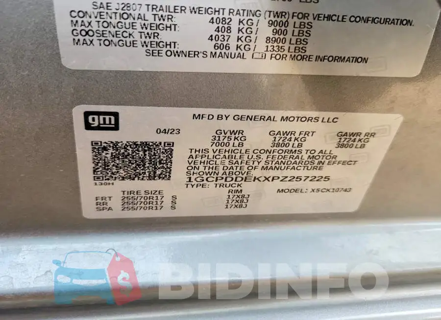 1GCPDDEKXPZ257225 Photo# 12