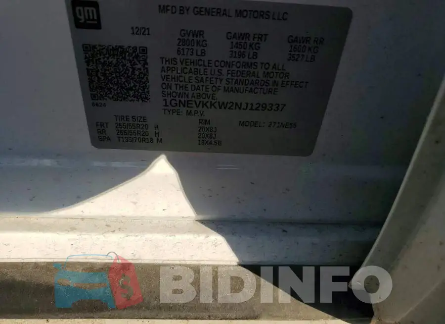 1GNEVKKW2NJ129337 Photo# 13