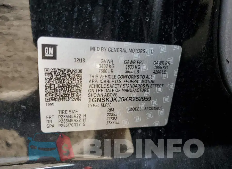 1GNSKJKJ5KR252959 Photo# 14