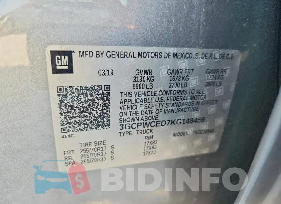 3GCPWCED7KG148459 Photo# 12