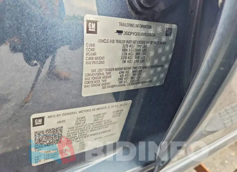3GCPYCEFXMG109038 Photo# 12