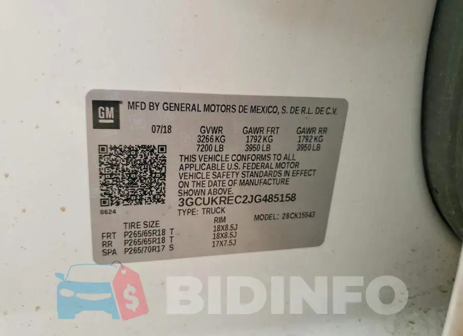 3GCUKREC2JG485158 Photo# 13