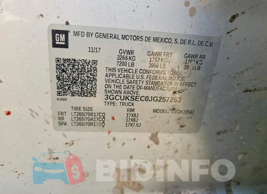 3GCUKSEC0JG257263 Photo# 12