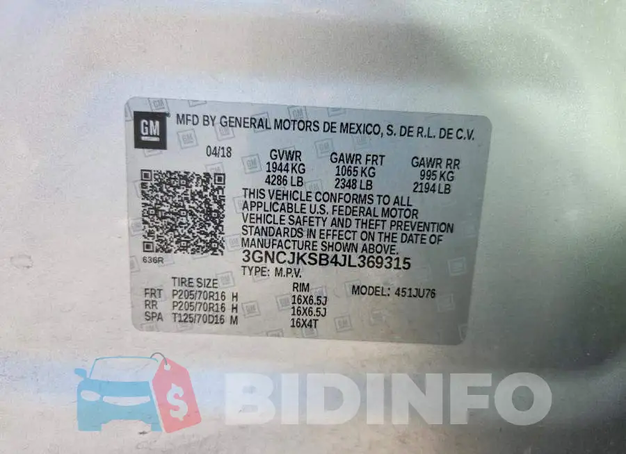 3GNCJKSB4JL369315 Photo# 12