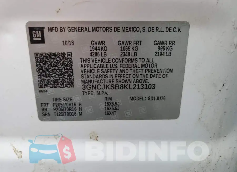 3GNCJKSB8KL213103 Photo# 13