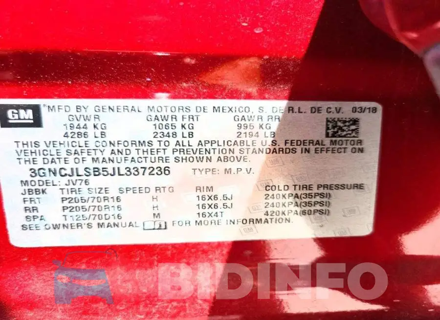3GNCJLSB5JL337236 Photo# 14