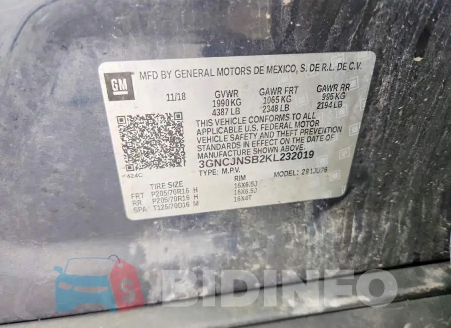 3GNCJNSB2KL232019 Photo# 13