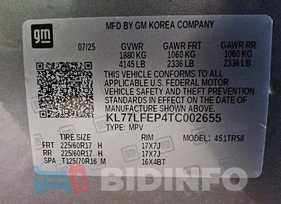 KL77LFEP4TC002655 Photo# 12