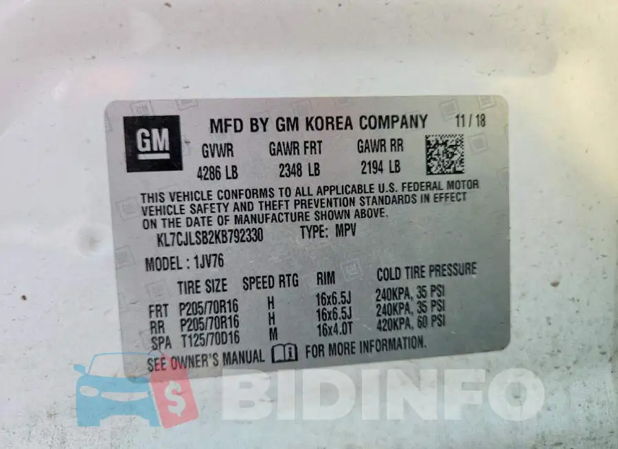 KL7CJLSB2KB792330 Photo# 13