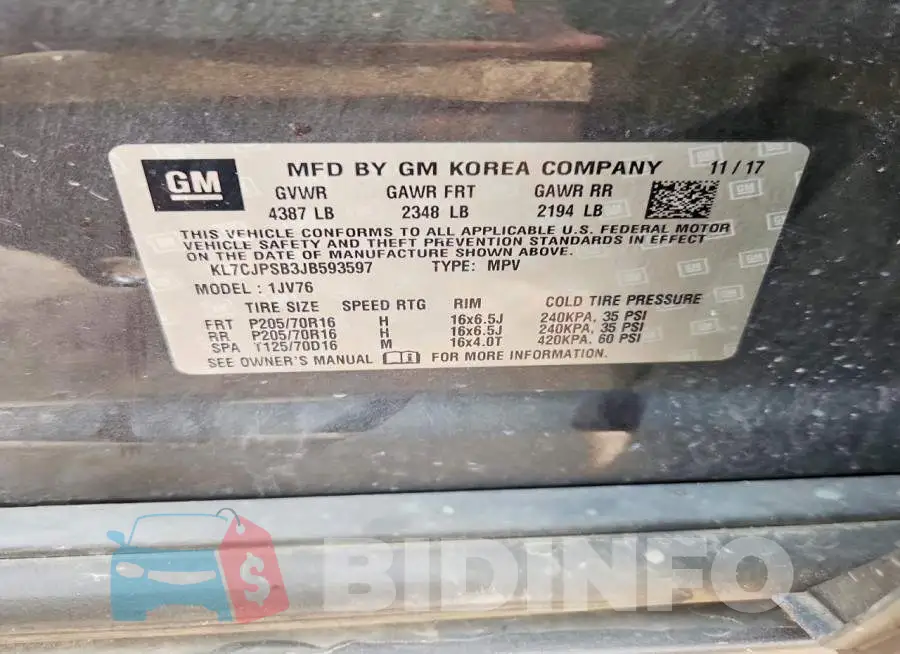 KL7CJPSB3JB593597 Photo# 13