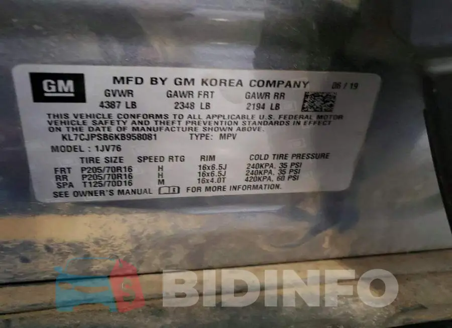KL7CJPSB6KB958081 Photo# 13
