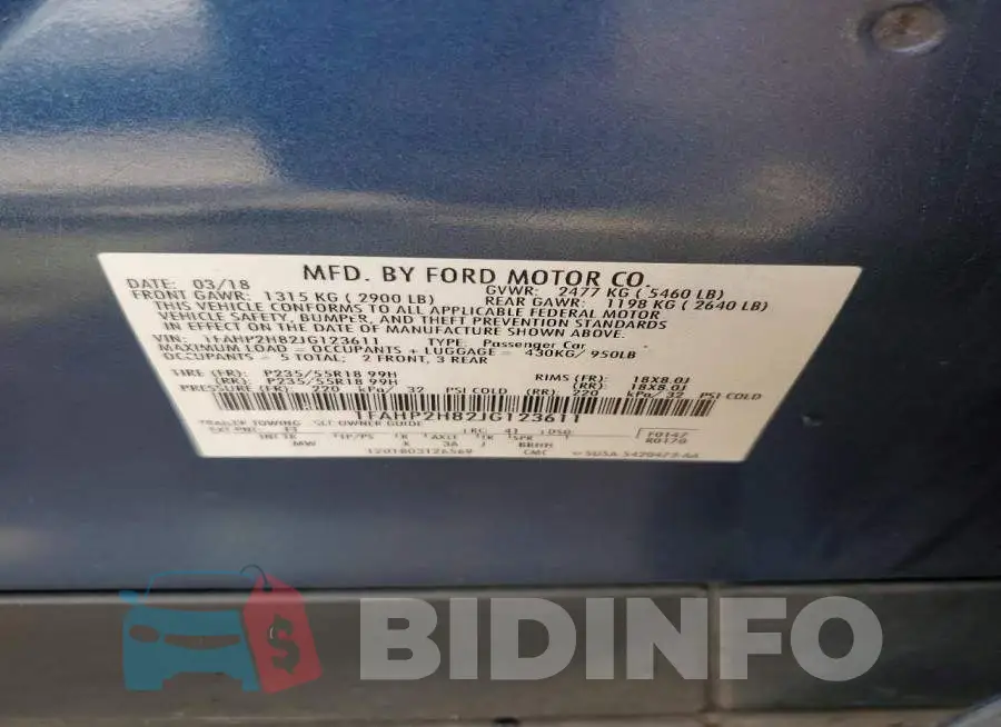 1FAHP2H82JG123611 Photo# 12