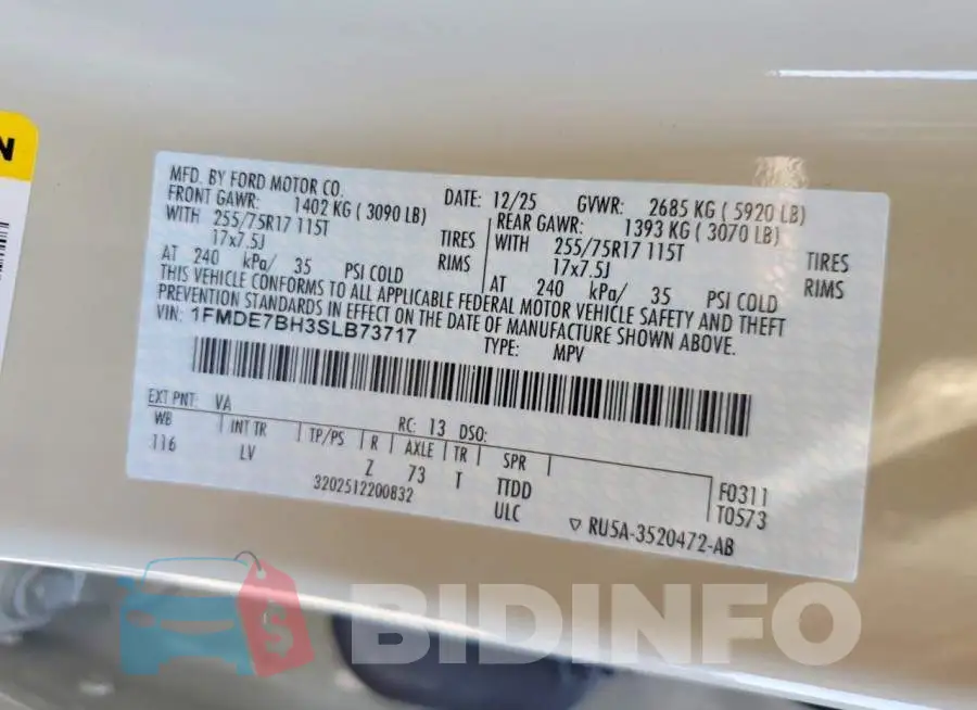 1FMDE7BH3SLB73717 Photo# 13