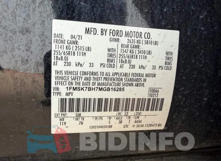 1FMSK7BH7MGB16285 Photo# 10