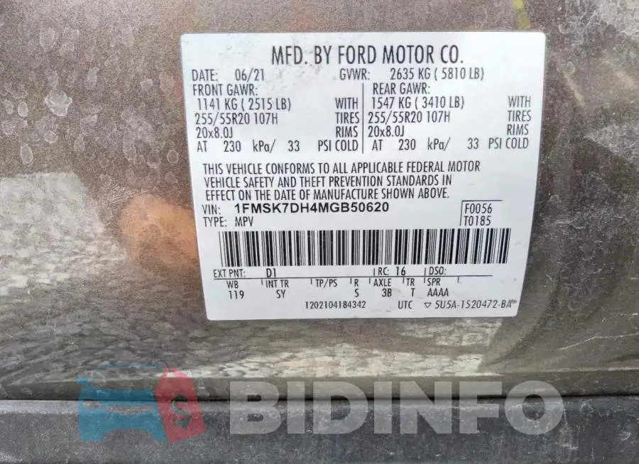 1FMSK7DH4MGB50620 Photo# 13