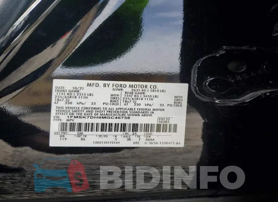 1FMSK7DH9MGC46758 Photo# 13