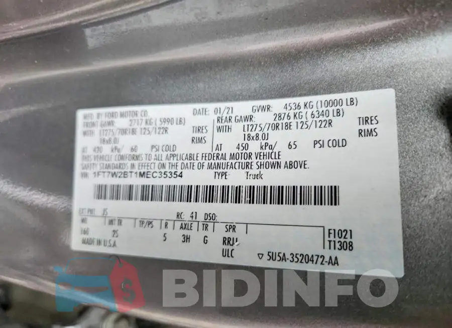 1FT7W2BT1MEC35354 Photo# 12