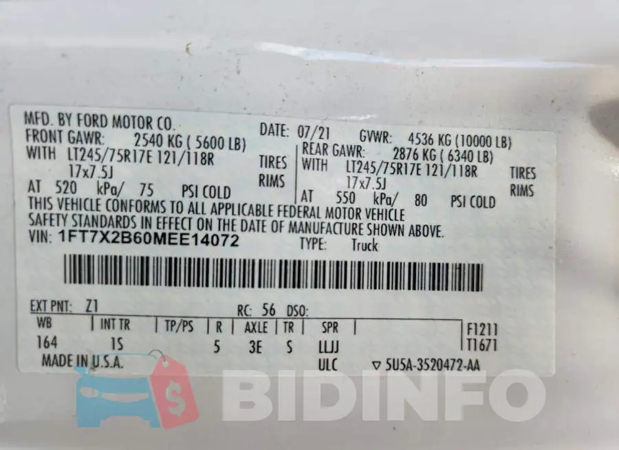 1FT7X2B60MEE14072 Photo# 13